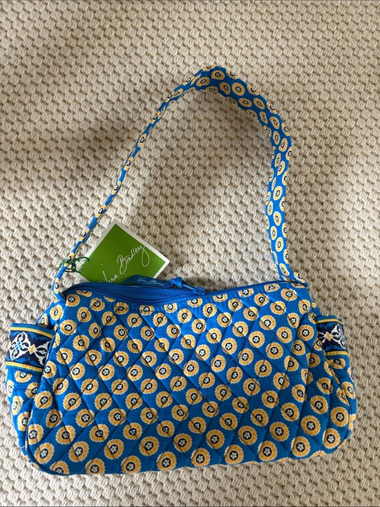 Vera Bradley Handbags - Vera Bradley Blue and Yellow Quilted Floral Medallion Shoulder Bag